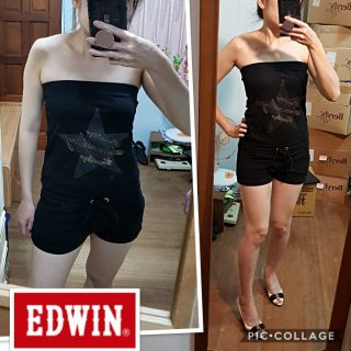 全新-愛德嗯EDWIN Vienus(尺碼S)美國棉黑色平口連身短褲 專櫃正品維納斯零零零
