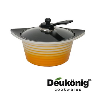 Deukonig 魔幻磁力不沾雙耳湯鍋20cm鍋具組 獨創的專利3D 造型與不沾結構及塗層