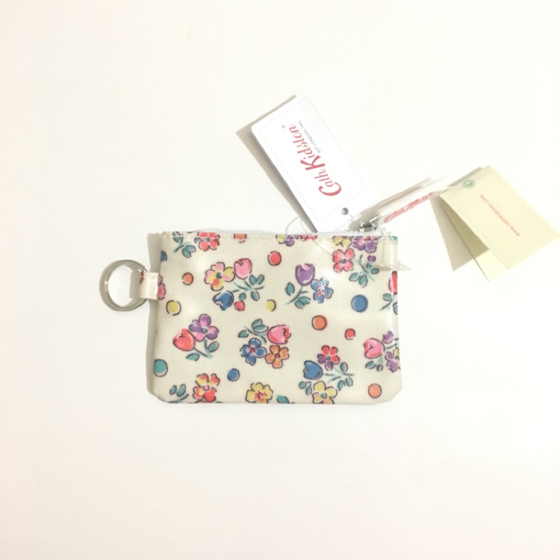 英國 Cath Kidston 零錢包 鑰匙包 收納袋 白底小花