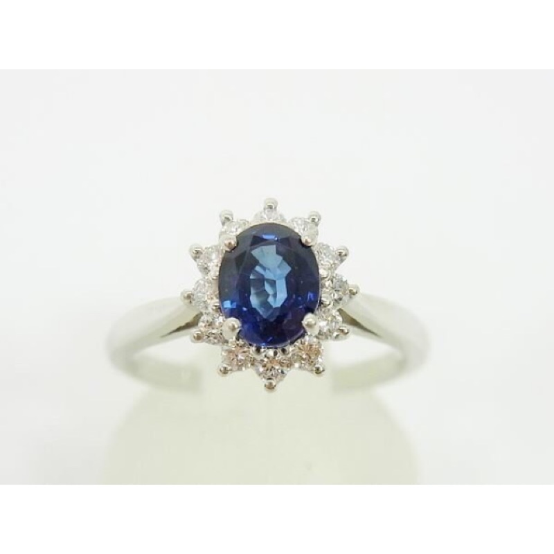 保證真品tiffany&amp;co IRID鉑金(pt900)系列 1.53ct藍寶石＋鑽石戒指