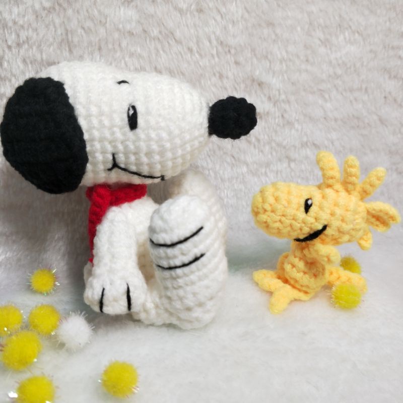 🍀ÇÖPY MËŌW🐱🐈💝 ^～^*【Snoopy &amp; Woodstck】史努比🐶 與 糊塗塌克🐦  手工編織毛線娃娃