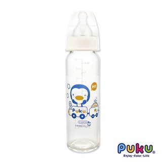 【育兒嬰品社】PUKU 藍色企鵝實感標準耐熱玻璃奶瓶-240ml(205798)