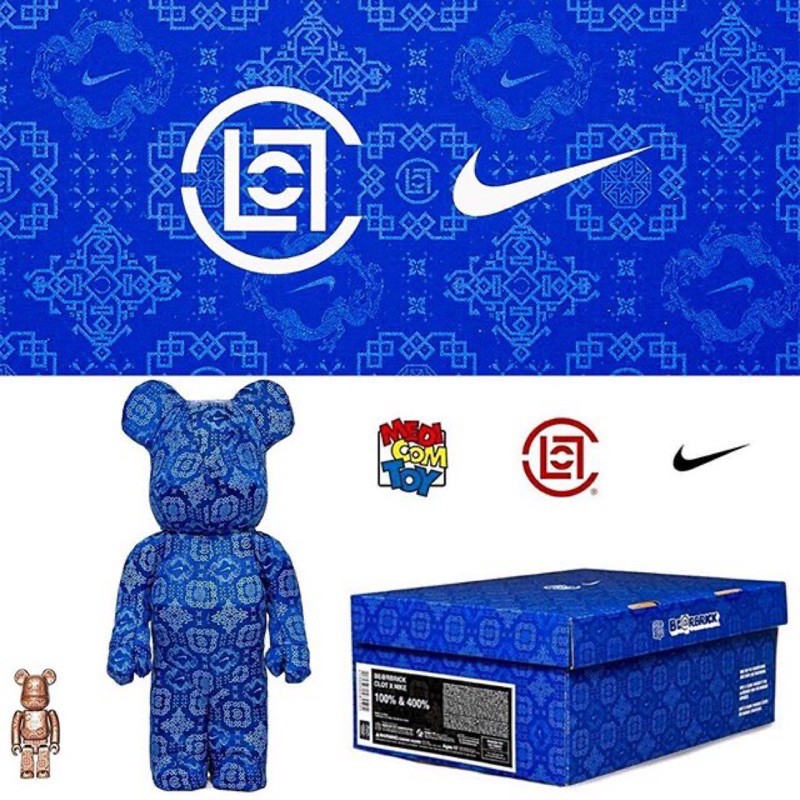 Be@rbrick🐻 CLOT x Nike x Medicom Toy「藍絲綢」