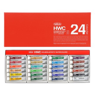 日本HOLBEIN好賓 HWC 專家級 透明水彩 5ml盒裝-12/18/24色(可做國畫顏料使用)