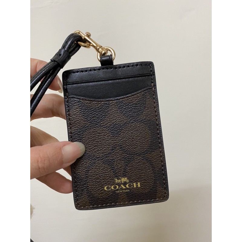 Coach 質感深色 經典老花防刮皮革證件套 夏威夷outlet購入正品 可面交 交換禮物 跨年