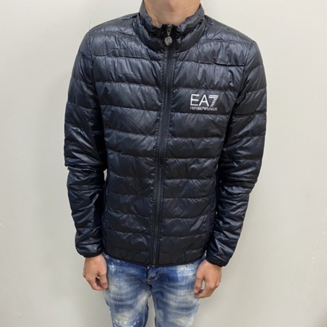 【麋鹿巴士】EMPORIO ARMANI   EA7   男款  黑色 立領  輕量羽絨外套 大尺碼