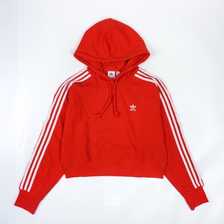 胖達）ADIDAS ORIGINALS 短版 長袖 連帽 帽T H34614 紅 女