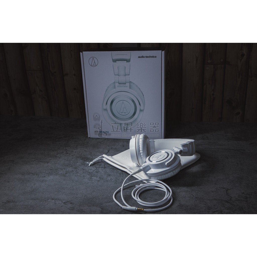 【立昇樂器】鐵三角 audio-technica ATH-M50x WH 專業監聽耳罩式耳機 (白色)