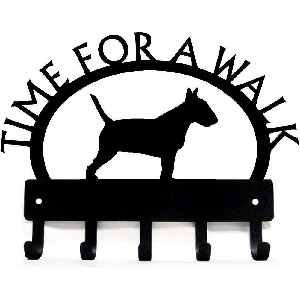Bull Terrier Time for A Walk Key Rack 壁掛式掛鉤獎牌和獎品外套鑰匙衣架漂亮的藝術品