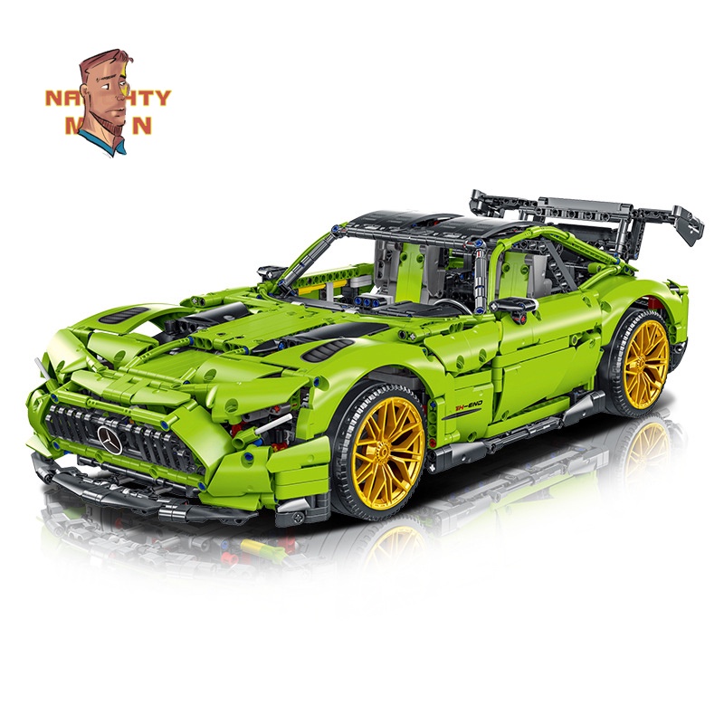 [NAU-MAN]賓士AMG綠魔跑車靜態版組裝模型男益智高難度大型拼裝積木1:8玩具兼容樂高
