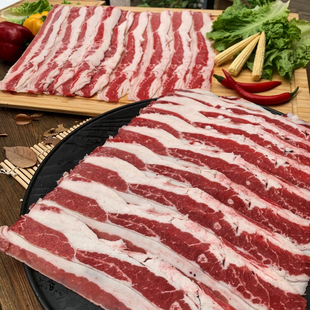 【肉苑食品】美國牛五花火鍋燒烤肉片 300克/盒 真空包裝 露營 烤肉