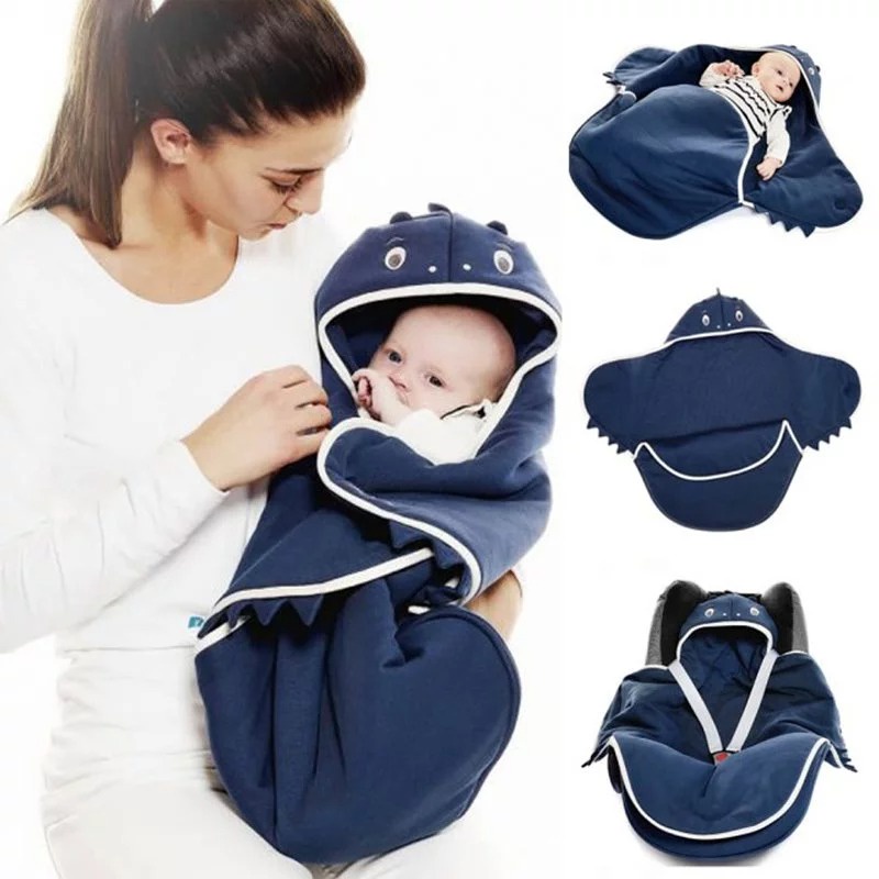 Wallaboo 海天使輕巧嬰兒抱袋包巾 - 可愛動物系列雙面款 海龍藍