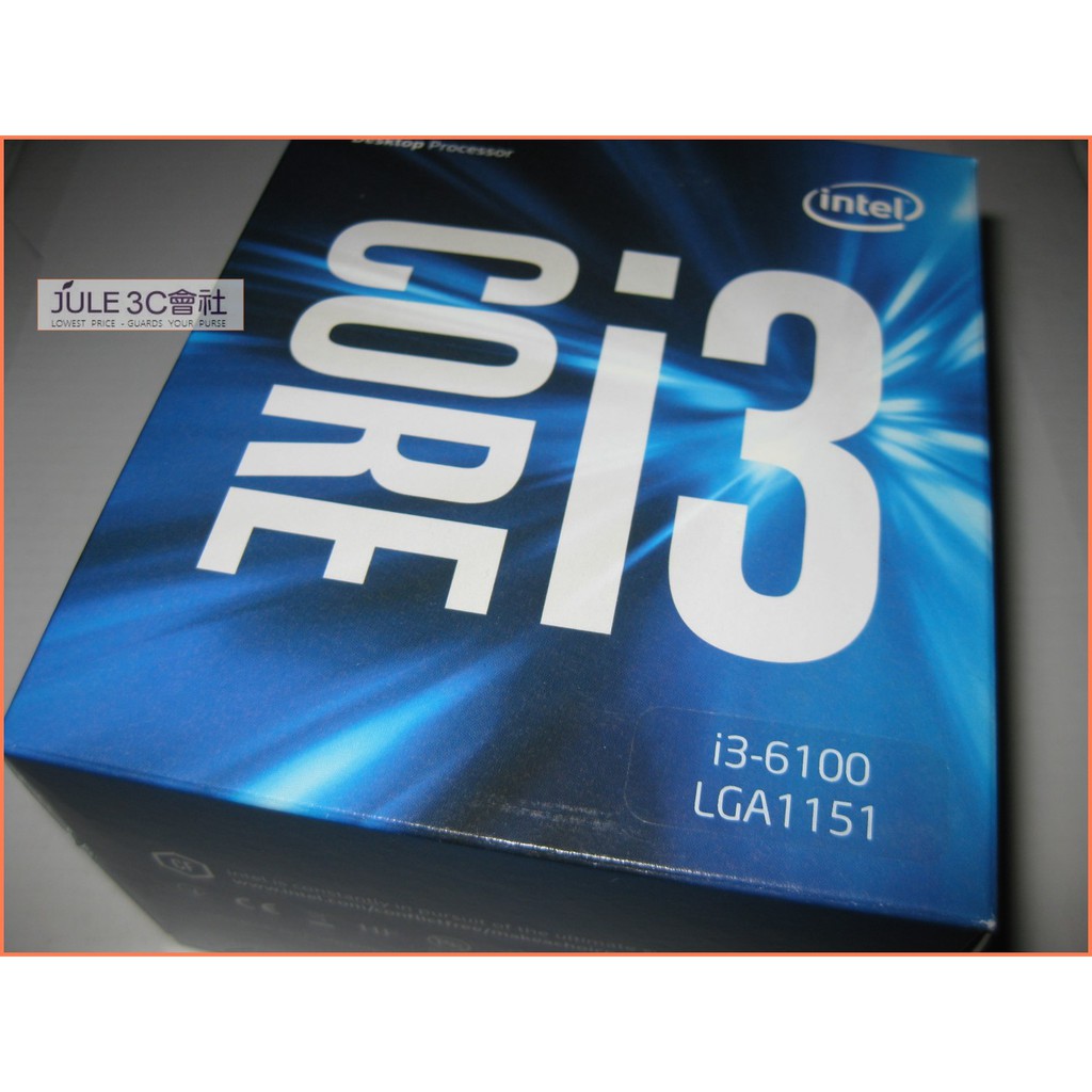 JULE 3C會社-Intel英代爾 i3 6100 3.7G/3M/第六代/雙核/47W/全新盒裝/1151 CPU