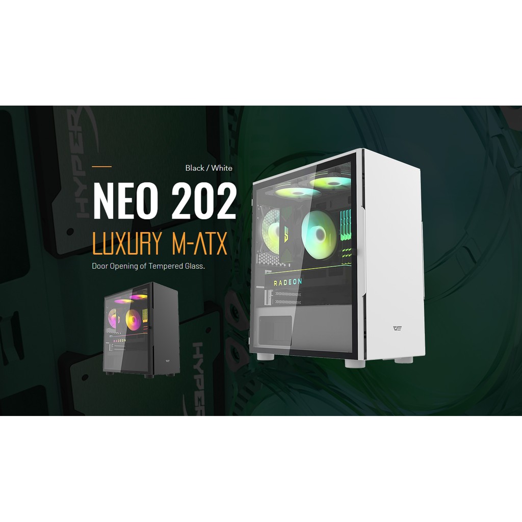 darkFlash Neo202 M-ATX 電腦機殼 機箱 黑色/白色 掀門式玻璃 素色機殼 低調 單色 下置式電源