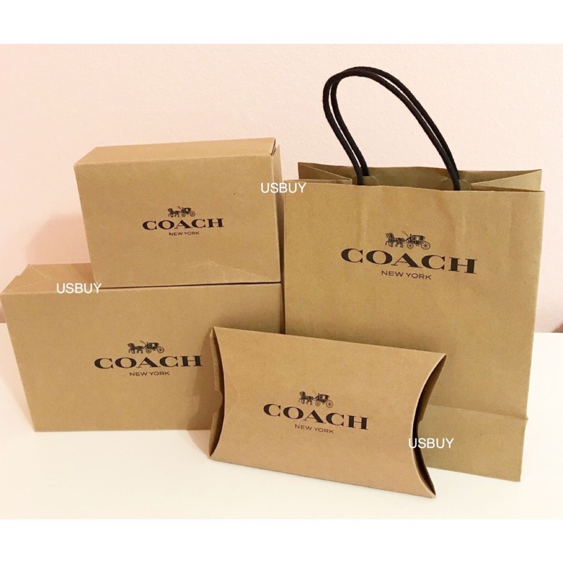 USBUY 美國名牌【商品在台】COACH 專櫃 厚磅數大手提紙袋/派盒/禮物盒/禮物袋/包裝袋/紙盒/包裝盒