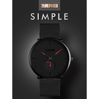 手錶 Skmei時刻美簡約時尚男士手錶 商務防水不銹鋼石英錶 9185