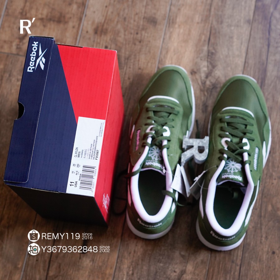R'代購Reebok Classic CL Nylon 白綠FV2087 男女慢跑鞋| 蝦皮購物