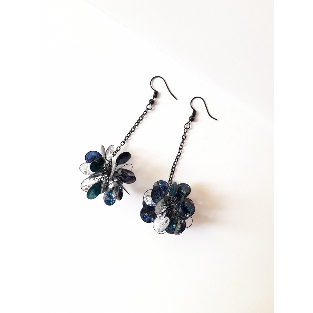 Jaime Accesories漂亮魔女閃亮樹脂耳環 樹脂花球耳環 水晶花耳環 手作樹脂花球耳環一對 蝦皮購物