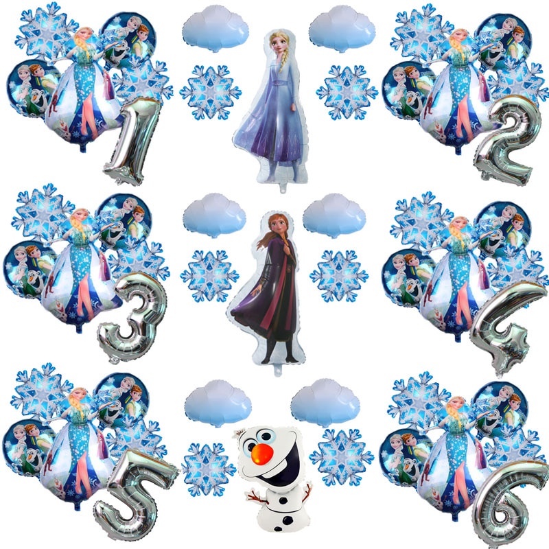 6 件/套 Elsa 和 Anna Olaf 冷凍公主箔氣球嬰兒淋浴女孩雪人生日派對裝飾品兒童玩具 Air Globos
