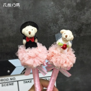 花顏巧隅M-07 婚禮簽名筆 新郎 新娘 白婚紗小熊 簽到處 婚禮必備 婚禮小物 婚禮佈置DIY 禮金簿 奇異筆