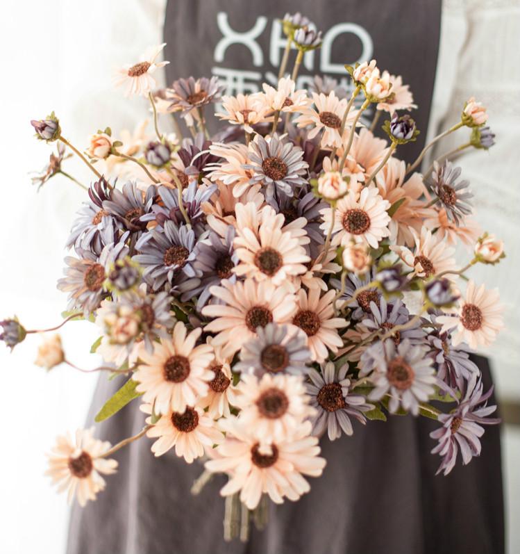 仿真花假花小雏菊秋菊小野菊永生花不凋花乾燥花单枝家居婚禮装饰餐廳客廳裝飾佈置 蝦皮購物