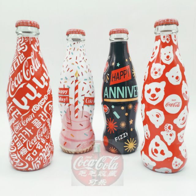 可口可樂中國天貓限量2018小全套4瓶200ml玻璃瓶全新原水原蓋(不是空瓶)