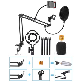 用於 Blue Yeti Samson Bm800Pantograph 的麥克風支架, 用於帶彈出式過濾器減震架和手機支