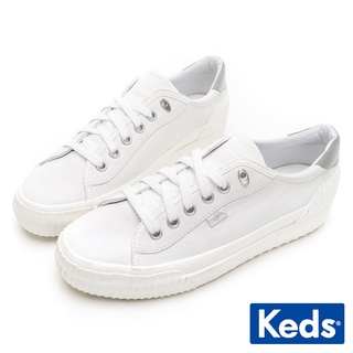 【Keds】DEMI TRX 撞色個性皮革厚底休閒鞋-白銀 (9221W123407)