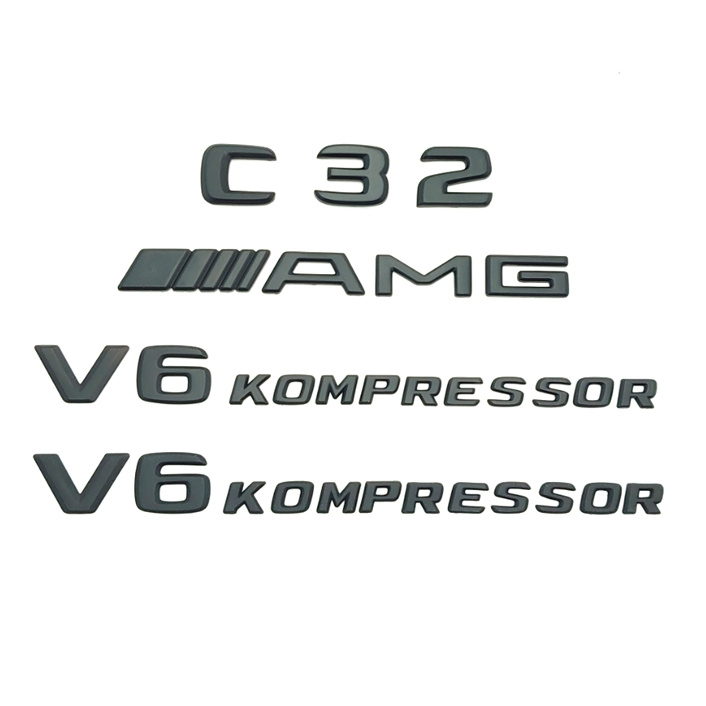 創意第一 Benz 賓士 C W203 C32 AMG V6 KOMPRESSOR 後車箱 葉子板 字標 車標貼 消光黑