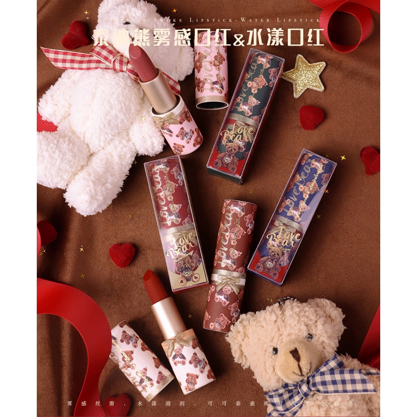 正貨10色選flower Knows 花知曉泰迪熊love Bear霧感口紅水漾口紅啞光滋潤絲滑易上色 蝦皮購物