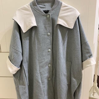 Ep牌-日系灰色斗篷式大衣