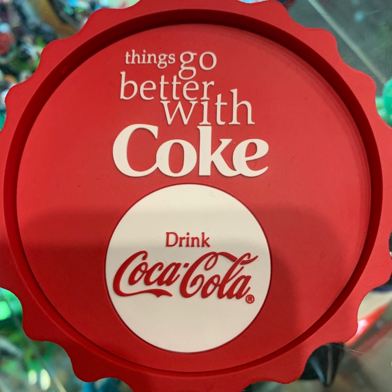 奧司玩具 可口可樂 造型 瓶蓋 立體杯墊 浮雕字體 coca cola