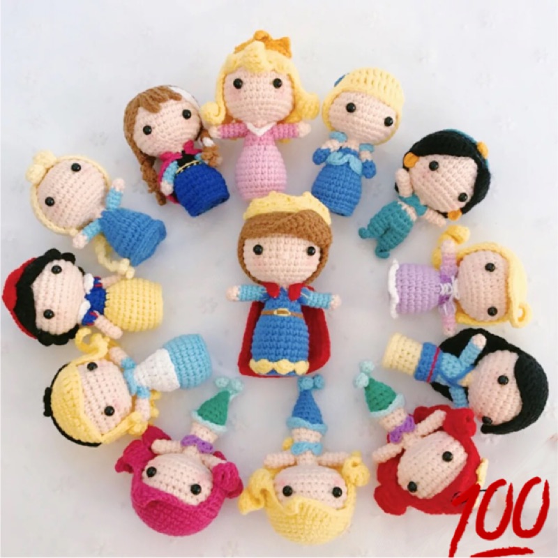 迪士尼公主系列 毛線鉤針編織娃娃 diy手工飾品