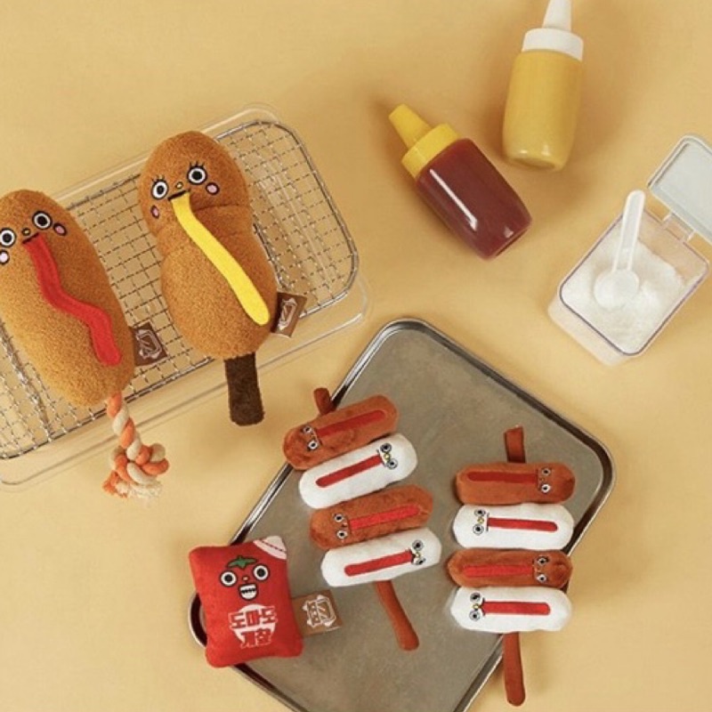 TroubleDoggy❤️現貨❤️韓國 寵物玩具 熱狗 年糕 造型 發聲玩具 藏食玩具