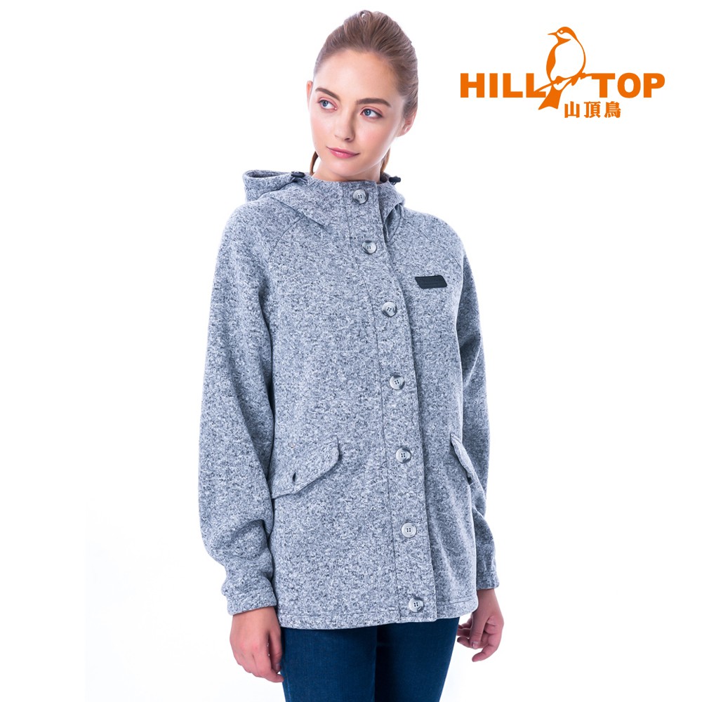 【Hilltop山頂鳥】女款保暖連帽刷毛外套H22FU5-灰黑