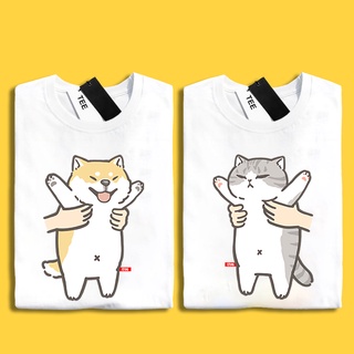 JZ TEE 柴犬 貓咪-飛高高 情侶 短袖T恤衣服 男女通用版型上衣