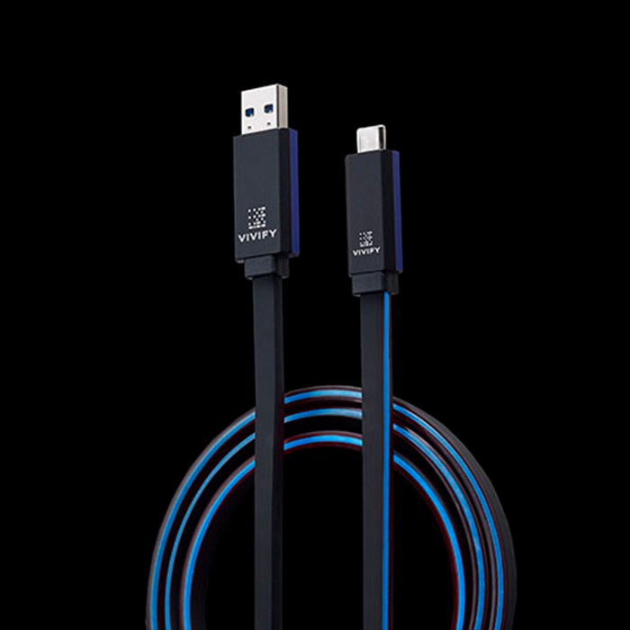 VIVIFY Aceso W10 TYPE C快充傳輸線 1米 藍光USB 電競RGB《名展音響》