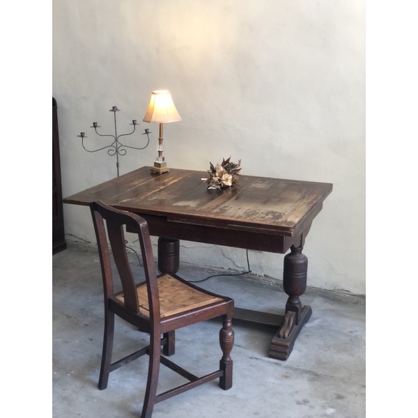 【福三】歐洲老物 橡木桌 老餐桌 球根老桌 伸縮桌 折疊展延桌 方桌