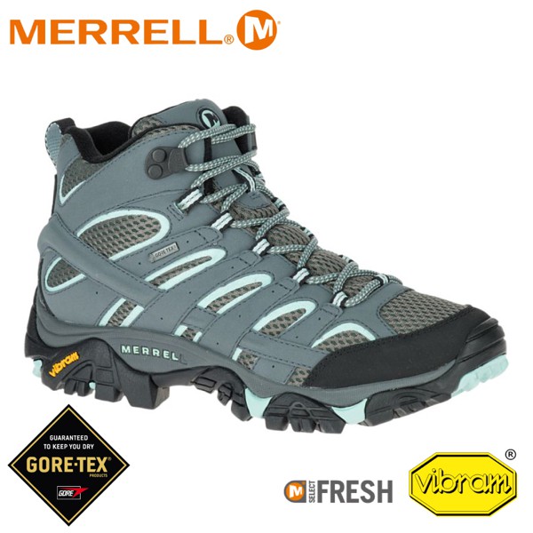 MERRELL 美國 女 MOAB 2 MID GORE-TEX 戶外多功能登山鞋《灰/淺藍》/06060/悠遊山水