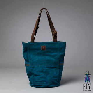 Fly London - 旅行用長筒型可調式購物托特包 - 青石綠