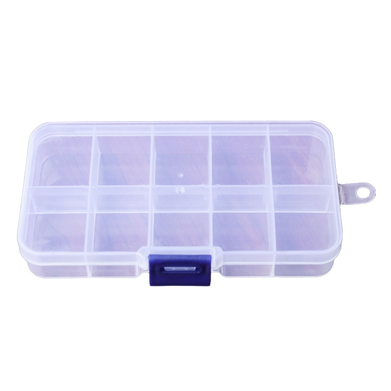 Doublebuy 10 格可調節透明塑料收納盒適用於小部件珠寶工具箱珠子藥丸收納盒