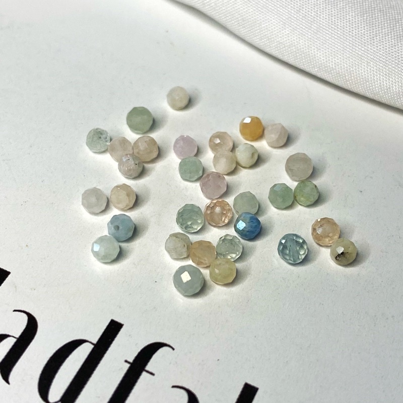 切角珠系列☁️✨天然摩根石 3.5mm/4mm 摩根石 摩根石串珠 串珠DIY 水晶珠 散珠 摩根石 手鍊 摩根石珠