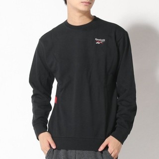 REEBOK CLASSICS LOGO CREW SWEATSHIRT 大學T 長袖上衣 純棉 米色 黑色
