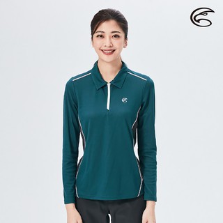 ADISI 女半門襟智慧纖維超輕速乾長袖POLO衫 AL2021042【水手藍】(S-2XL) 快乾 吸濕排汗