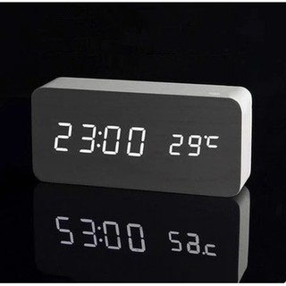 【種子貓】簡約設計風格時鐘(黑木白字) 鬧鐘 木質時鐘 簡約時尚 木頭時鐘 木頭鬧鐘 LED鐘 送USB電源插頭