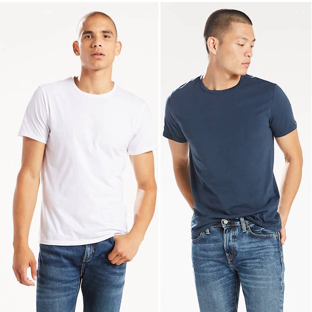 Levi's 兩件組純棉T恤 男裝 T恤 短袖 短T-Shirt 圓領上衣 素T L60004 深藍/白兩色(現貨)