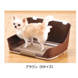 米可多寵物精品 日本Bonbi犬用防噴尿盆茶色米色橘色狗便盆狗尿盆狗盤狗廁所S號M號