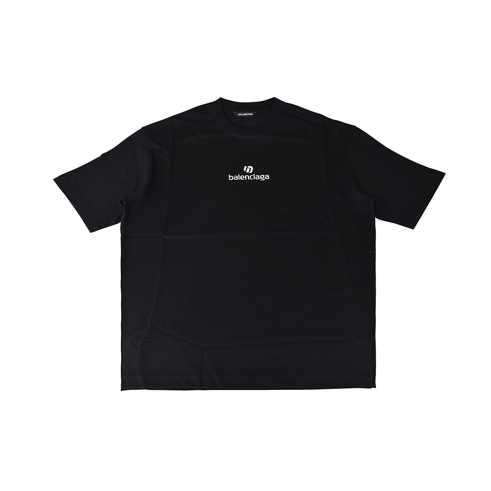 BALENCIAGA 新款LOGO寬版純棉T(黑)