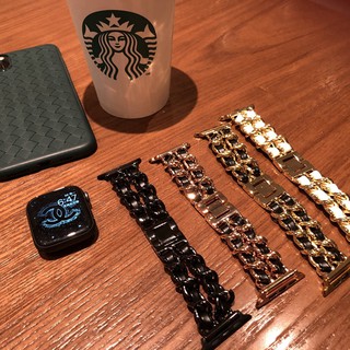 iWatch4/5/6蘋果手錶表帶apple watch表帶真皮繩金屬牛仔鏈條蘋果5代44MM/38/40mm靜靜的表帶