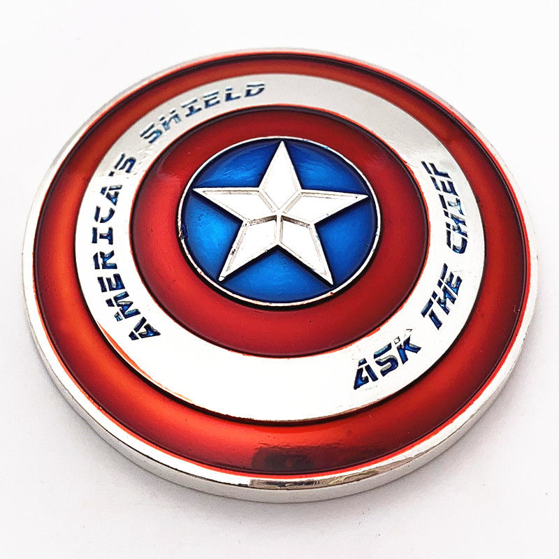 熱賣-美國擋箭盾牌鍍銀彩色五角星美國隊長紀念章 浮雕外幣銀幣兒童幣